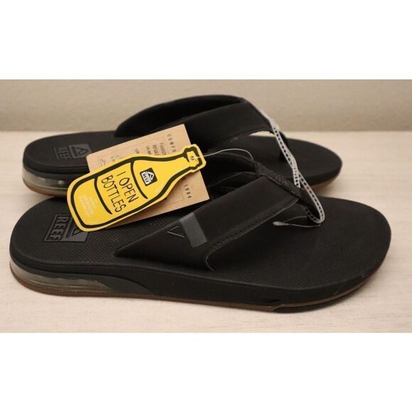 Reef Unisex Men's Sz 7 Women's Sz 8.5 Black Fanning Low Back Slip On Sandals - Picture 4 of 8